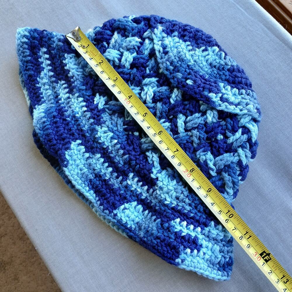 Basket Weave Bucket Hat small crochet shades of blue handmade y2k machine wash - Picture 7 of 10